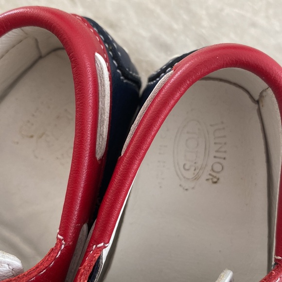 Junior Tod’s Baby leather loafers! Blue / white /red, size 20 - Picture 10 of 10